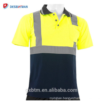 Wholesale Yellow Reflective High Viz Visibility Short Sleeve Safety Work Polo t shirt Class 2 Lime Hi Vis t-shirt